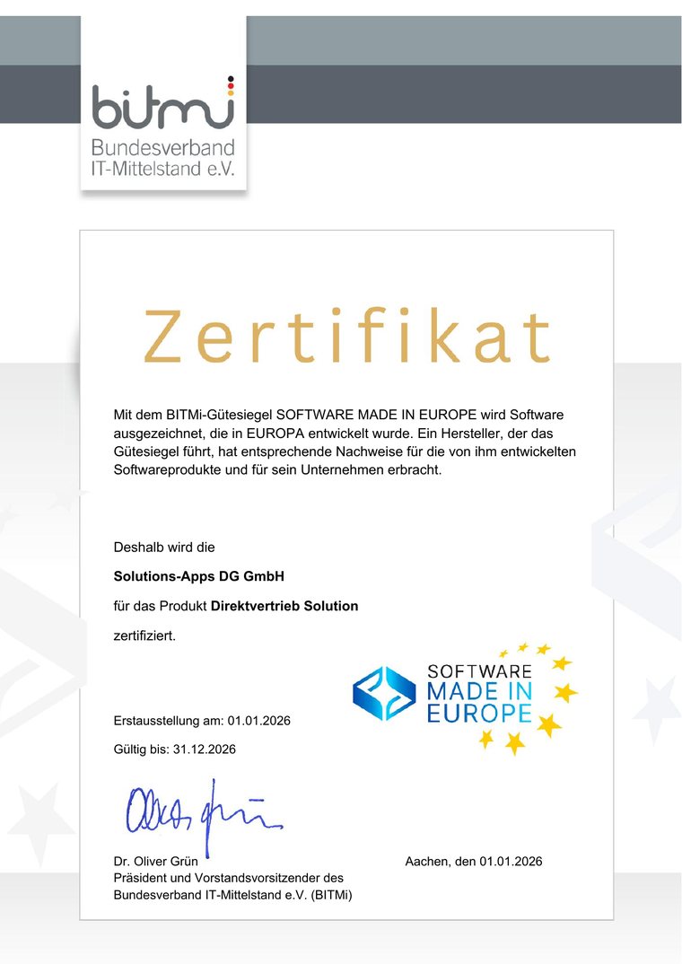 BITMi Software Made in Europe – Direktvertrieb Solution