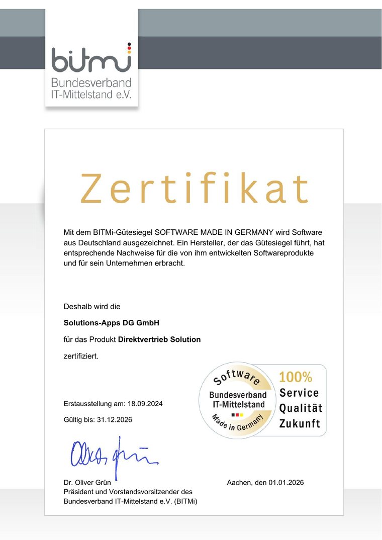 BITMi Software Made in Germany – Direktvertrieb Solution